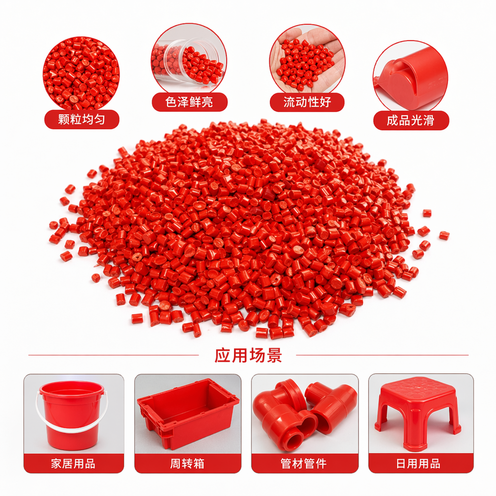 Red granular plastic raw material, general-purpose PP polypropylene granular material, industrial-grade injection molding special