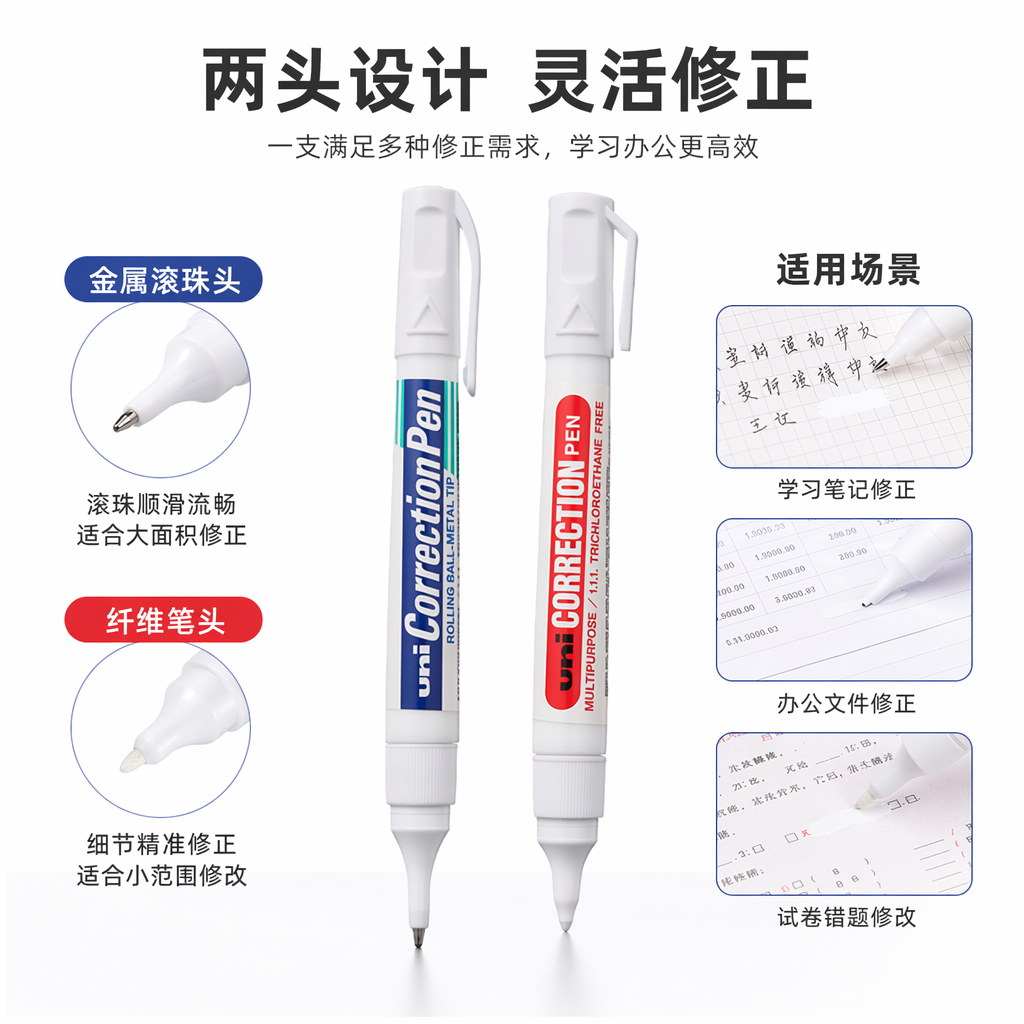 白色修正笔 液体涂改液 快干不渗透 学生办公用 10ml图