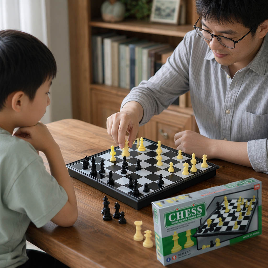 绿色包装盒装的国际象棋套装产品图