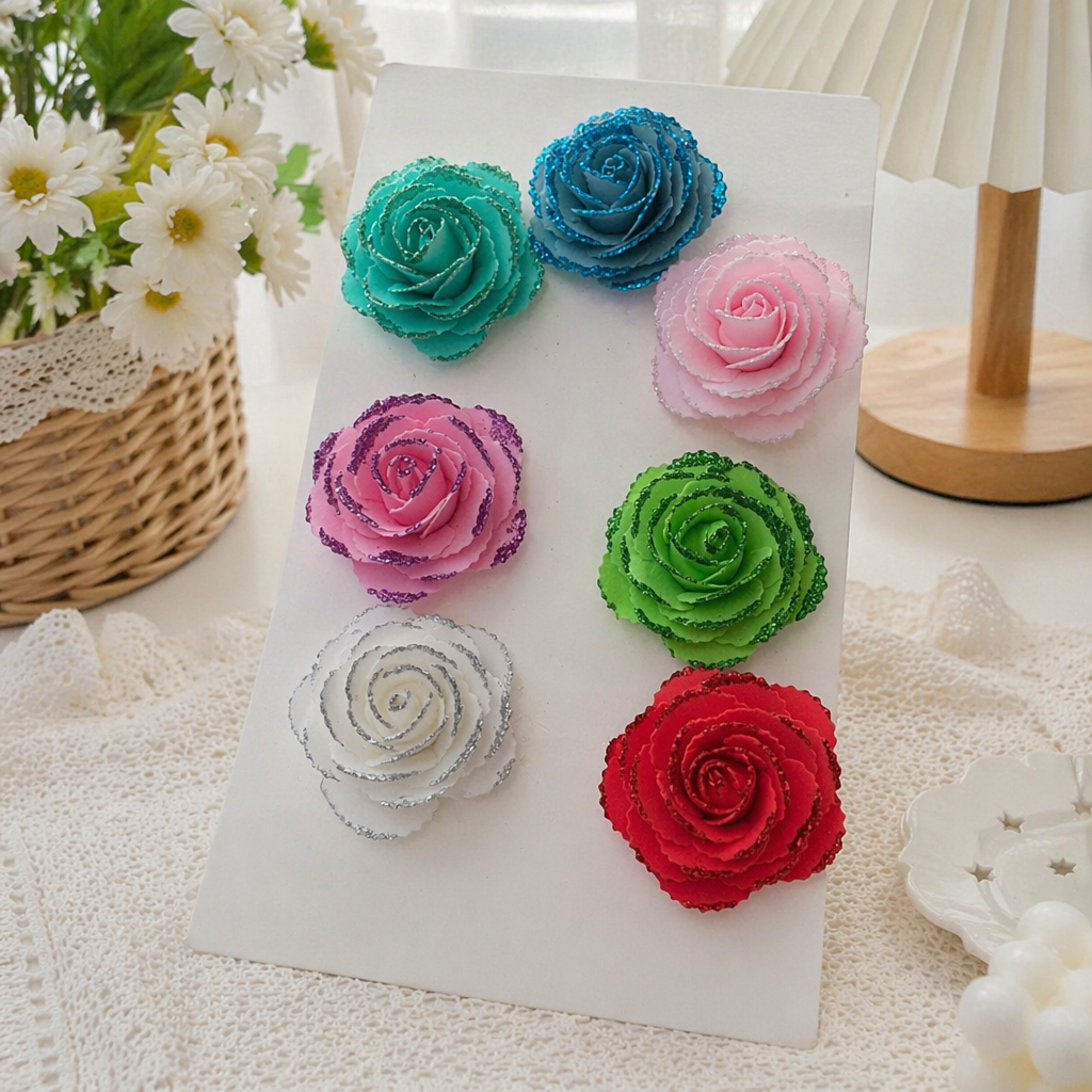 彩色亮片纸玫瑰花手工DIY装饰花束材料包 details Picture