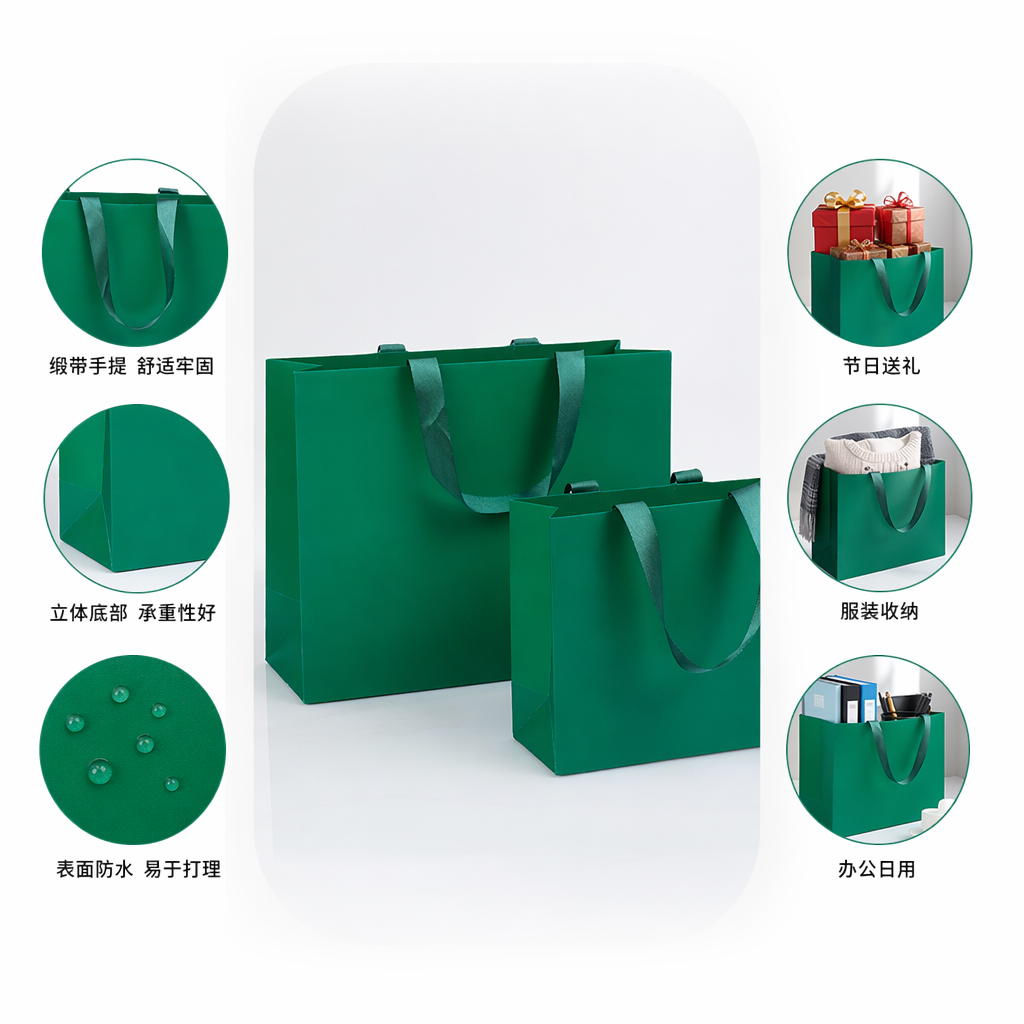 Green shopping bags, environmentally friendly, reusable, large-capacity non-woven fabric handbags