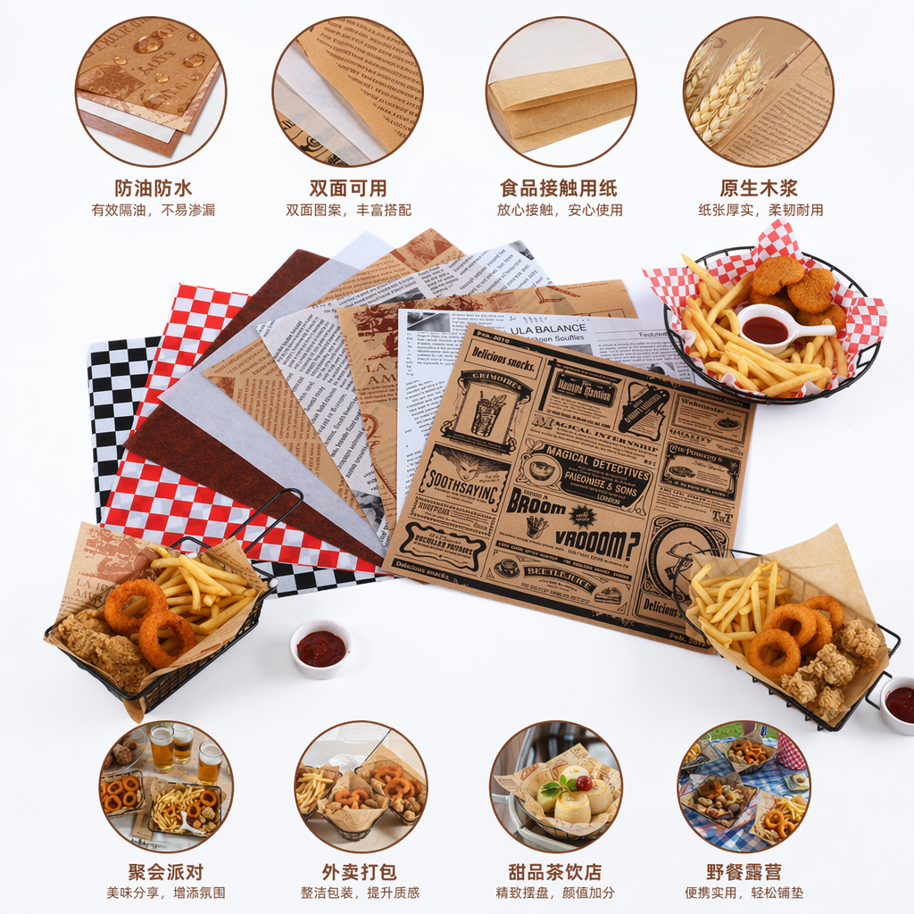 复古报纸图案食品包装纸 卷筒牛皮纸烘焙烘焙用手工包装纸