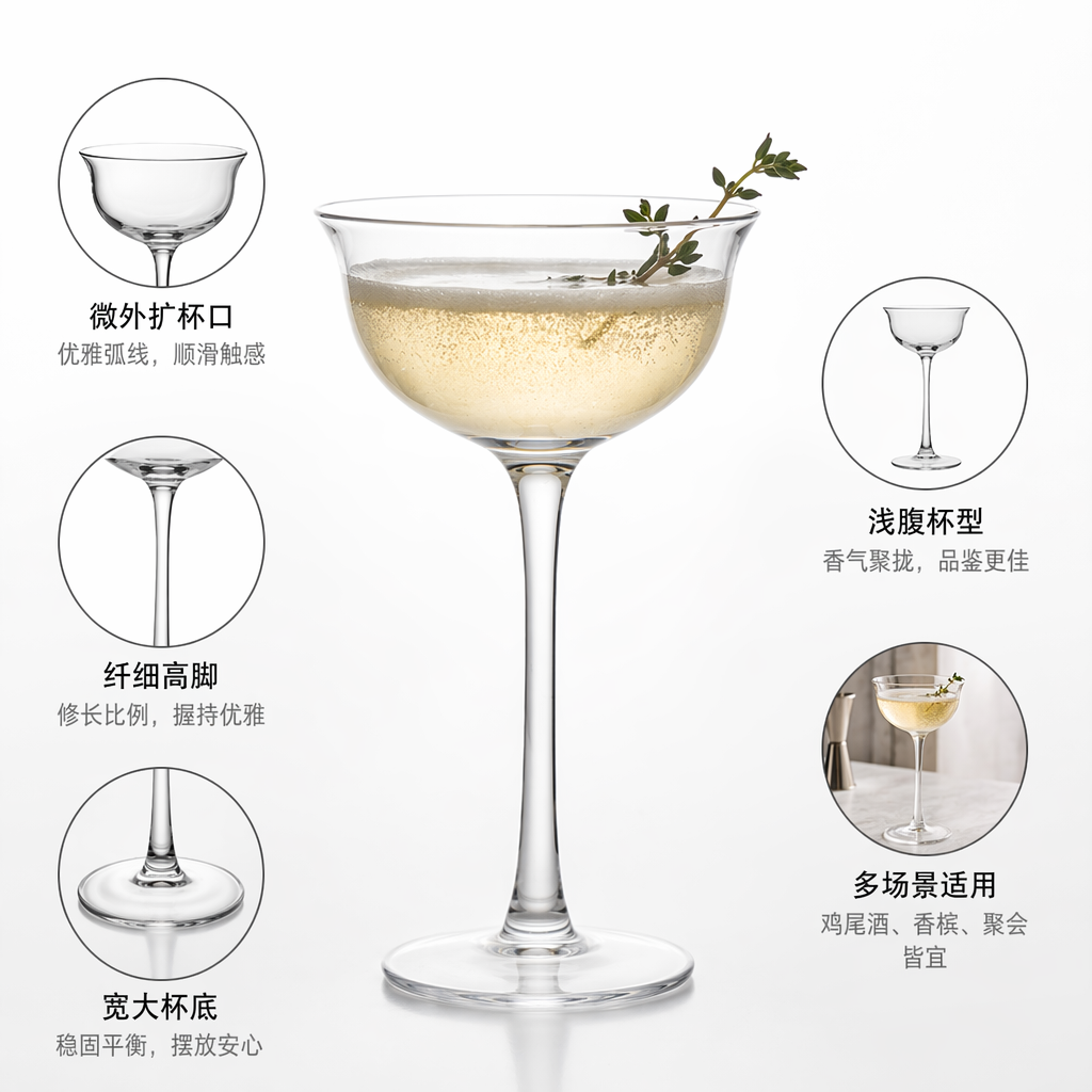 透明高脚杯优质玻璃材质宴会红酒水杯家用通用款