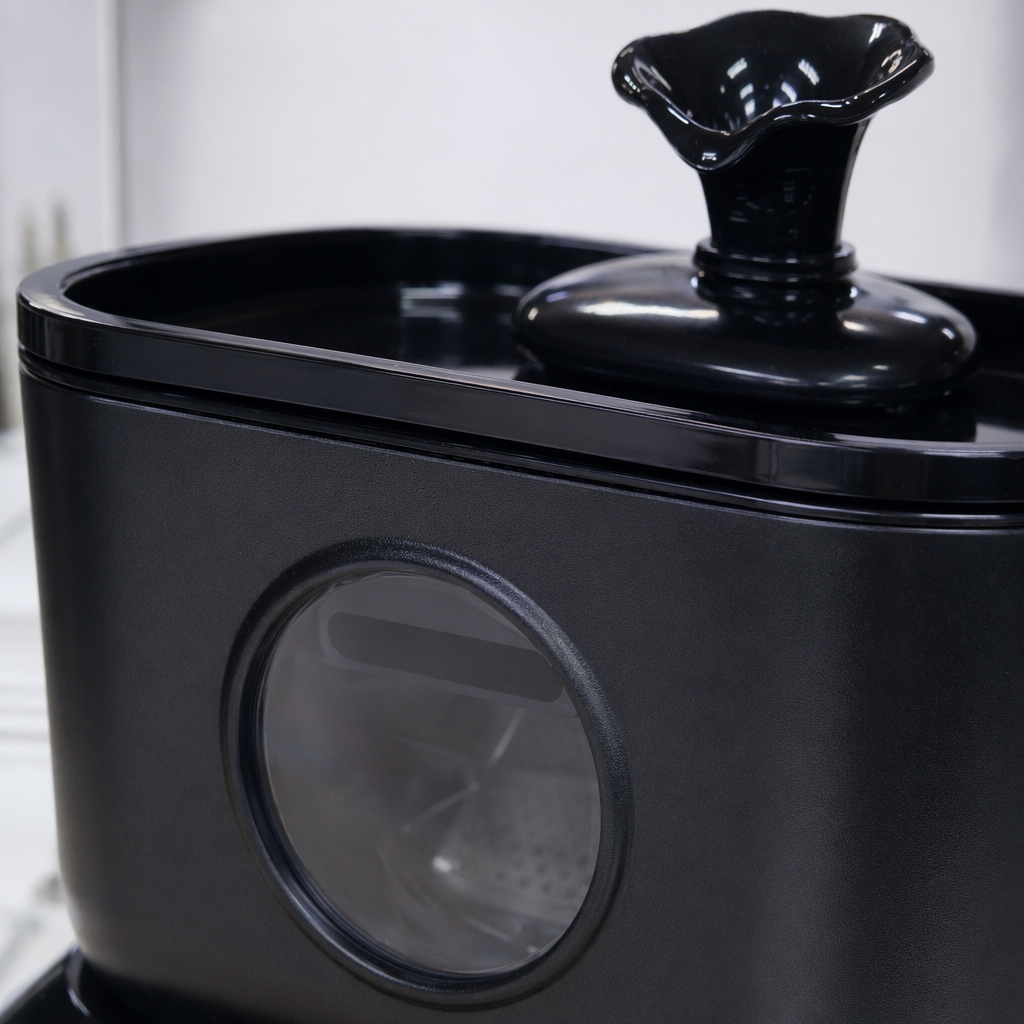 Black pet water dispenser with silent circulation and automatic constant pressure for cats and dogs Application Scenario