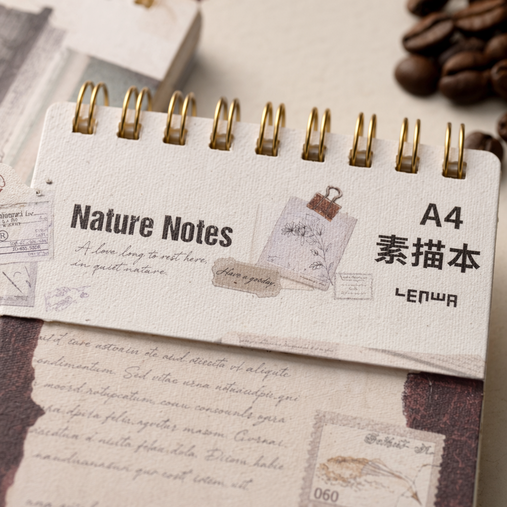 Beige retro style A4 sketchbook, 120g thickened paper hand-held drawing notebook Application Scenario