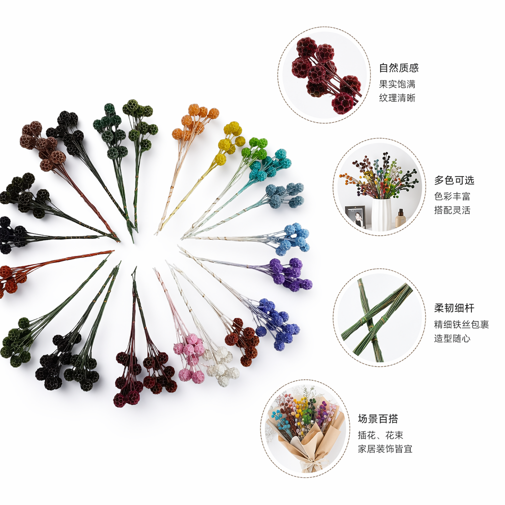 彩色干花束天然植物染色手工扎制客厅卧室装饰摆件