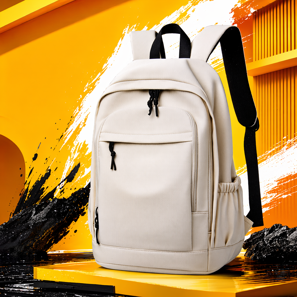 This white backpack is simple, versatile, lightweight and has a large capacity for student commuting and travel Specification image