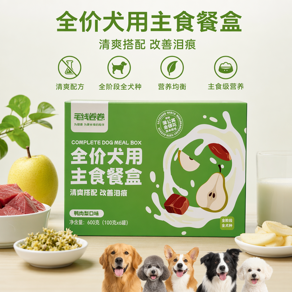 绿色狗粮餐盒 宠物便携式分格食盒 环保PP材质 防漏密封