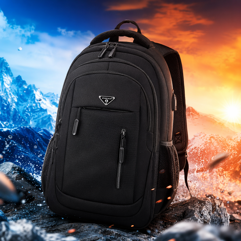 Black backpack, large-capacity, lightweight student commuting travel backpack Specification image
