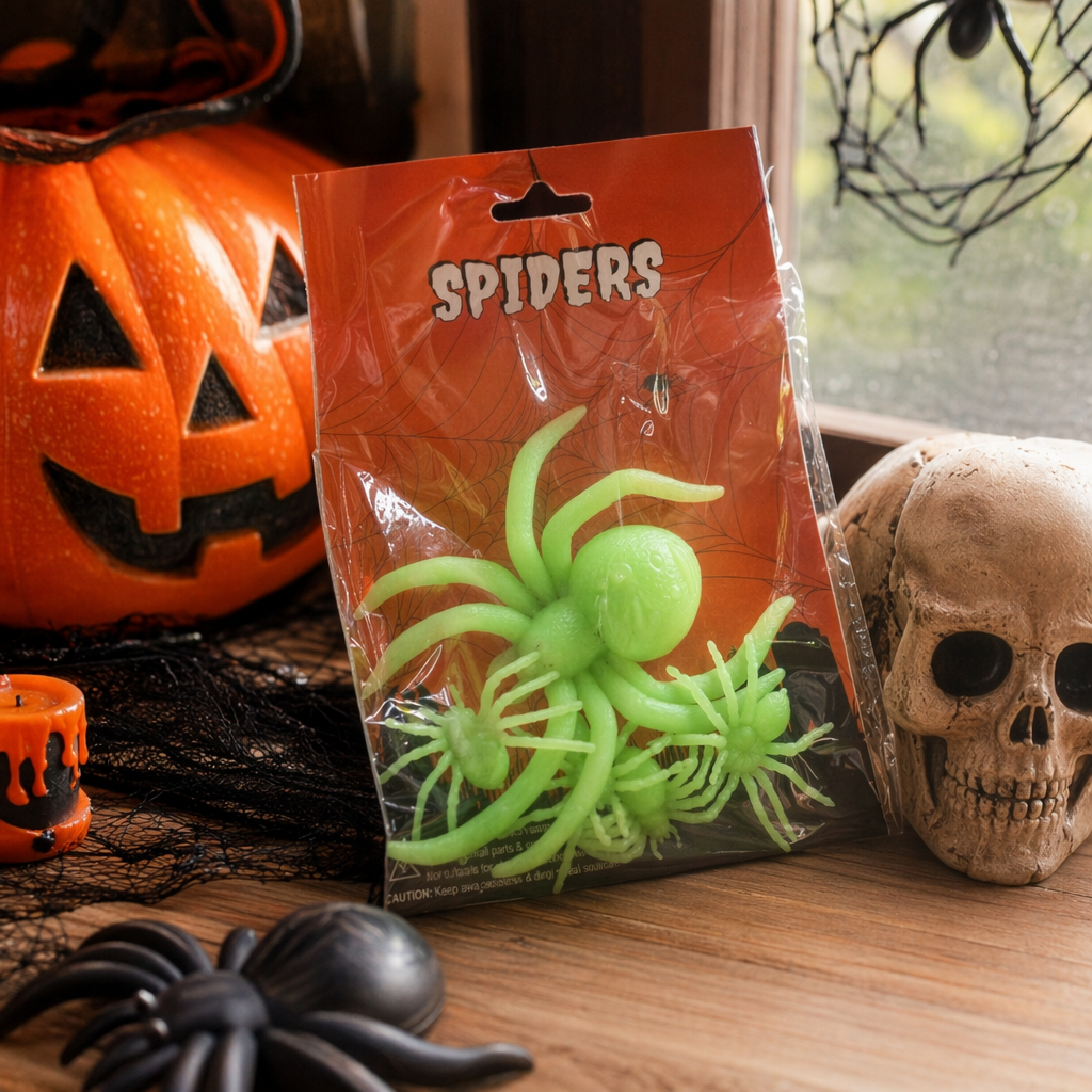 Green luminous spider decorative items, home ornaments, creative luminous small animal decor details Picture