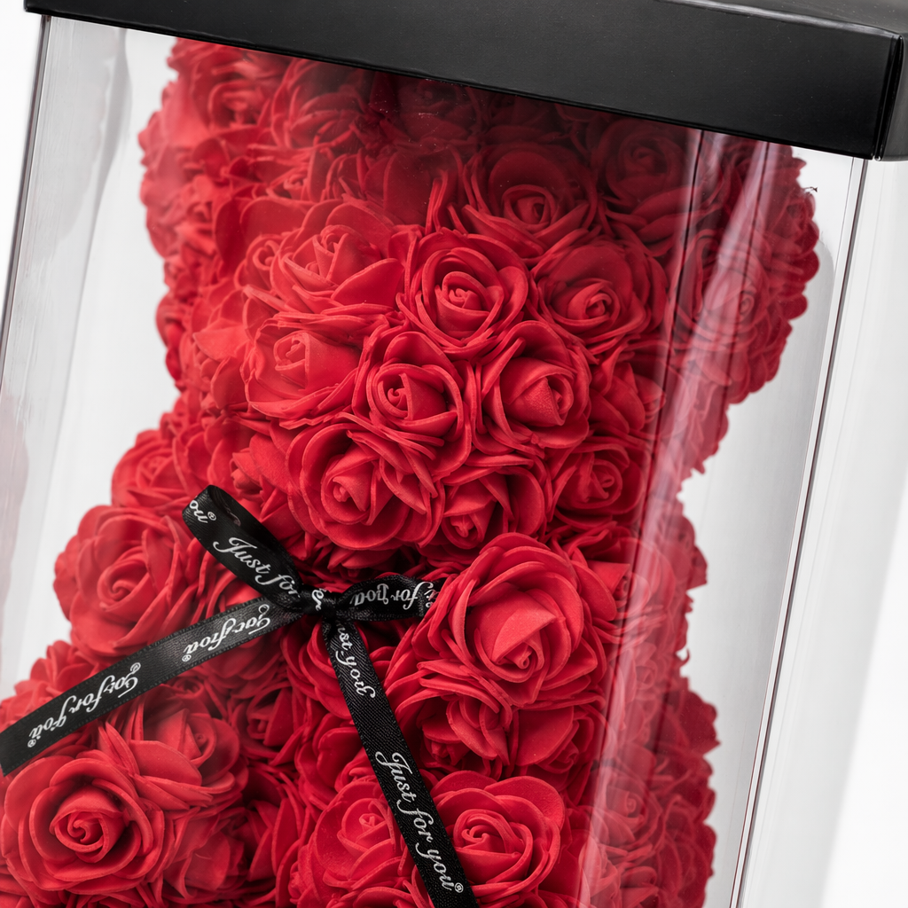 A cute Valentine's Day gift with a red rose bear plush toy pillow Application Scenario