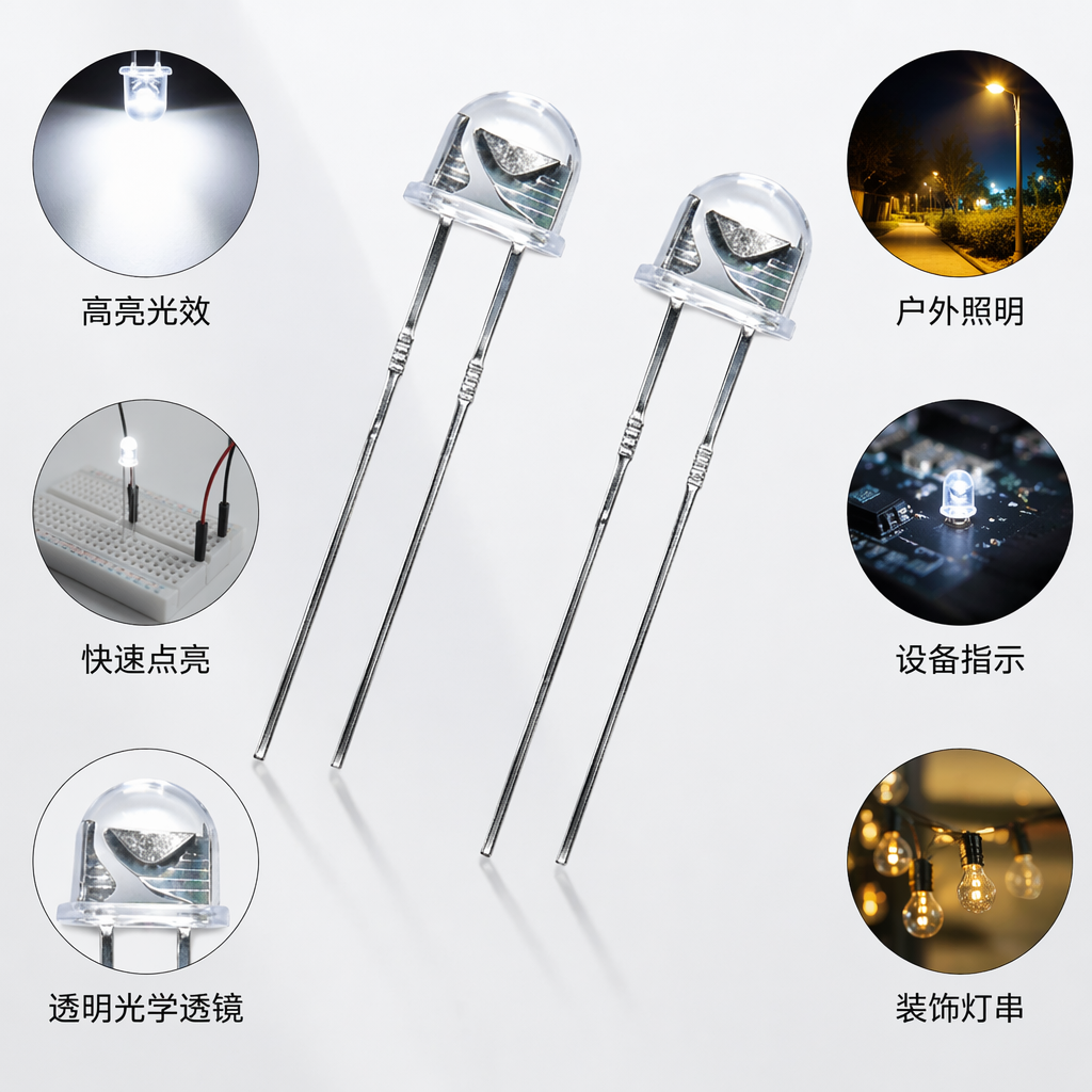 透明LED灯泡 E27螺口 5W暖白光节能照明家用球泡