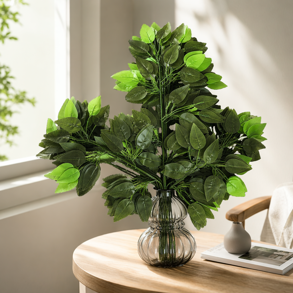 Green artificial leaves, branches, artificial plants, decorative vines and hanging ornaments for home green plants details Picture