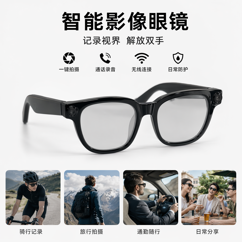 The black smart glasses exude a sense of fashion and technology, with high-definition Bluetooth call display