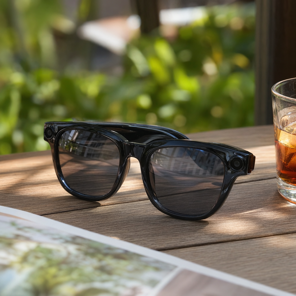 The black smart glasses exude a sense of fashion and technology, with high-definition Bluetooth call display details Picture