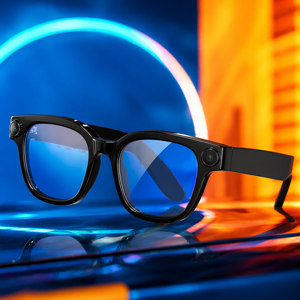 The black smart glasses exude a sense of fashion and technology, with high-definition Bluetooth call display Specification image