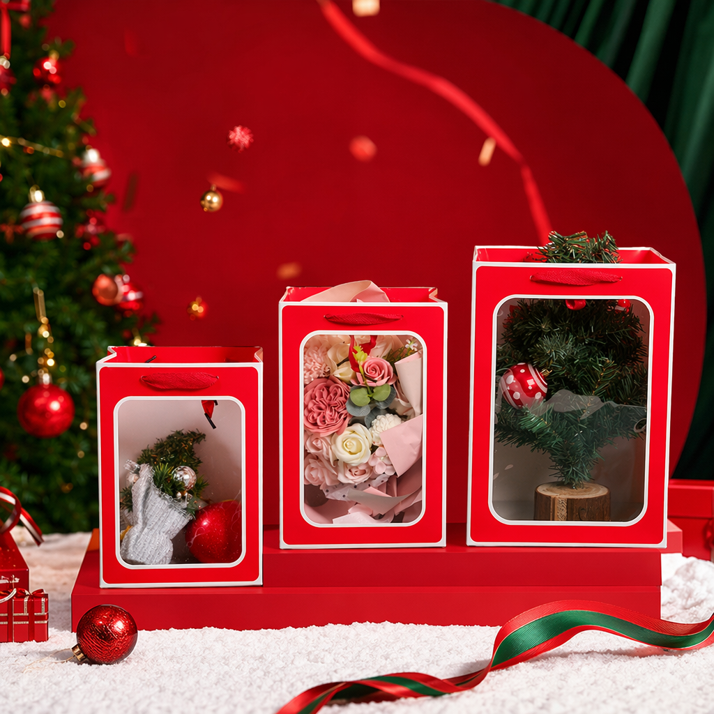 Red gift bags, thickened waterproof handbags, wedding and birthday party packaging bags Specification image