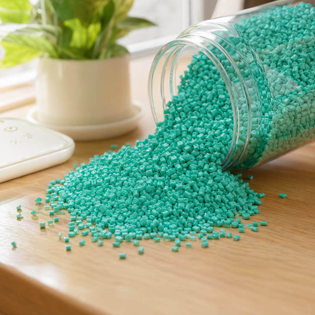 Greenish-blue plastic granules, industrial-grade PP polypropylene raw material, 25kg bags details Picture