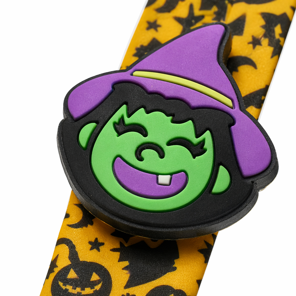 Five black patterned elastic wristbands of Halloween-themed silicone rings, witch, bat, pumpkin lantern, Frankenstein and ghost Application Scenario