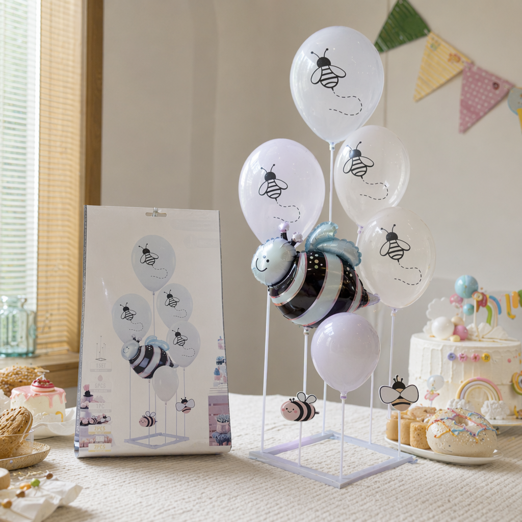 Bee-themed white packaging bag balloon set wedding party decoration supplies details Picture