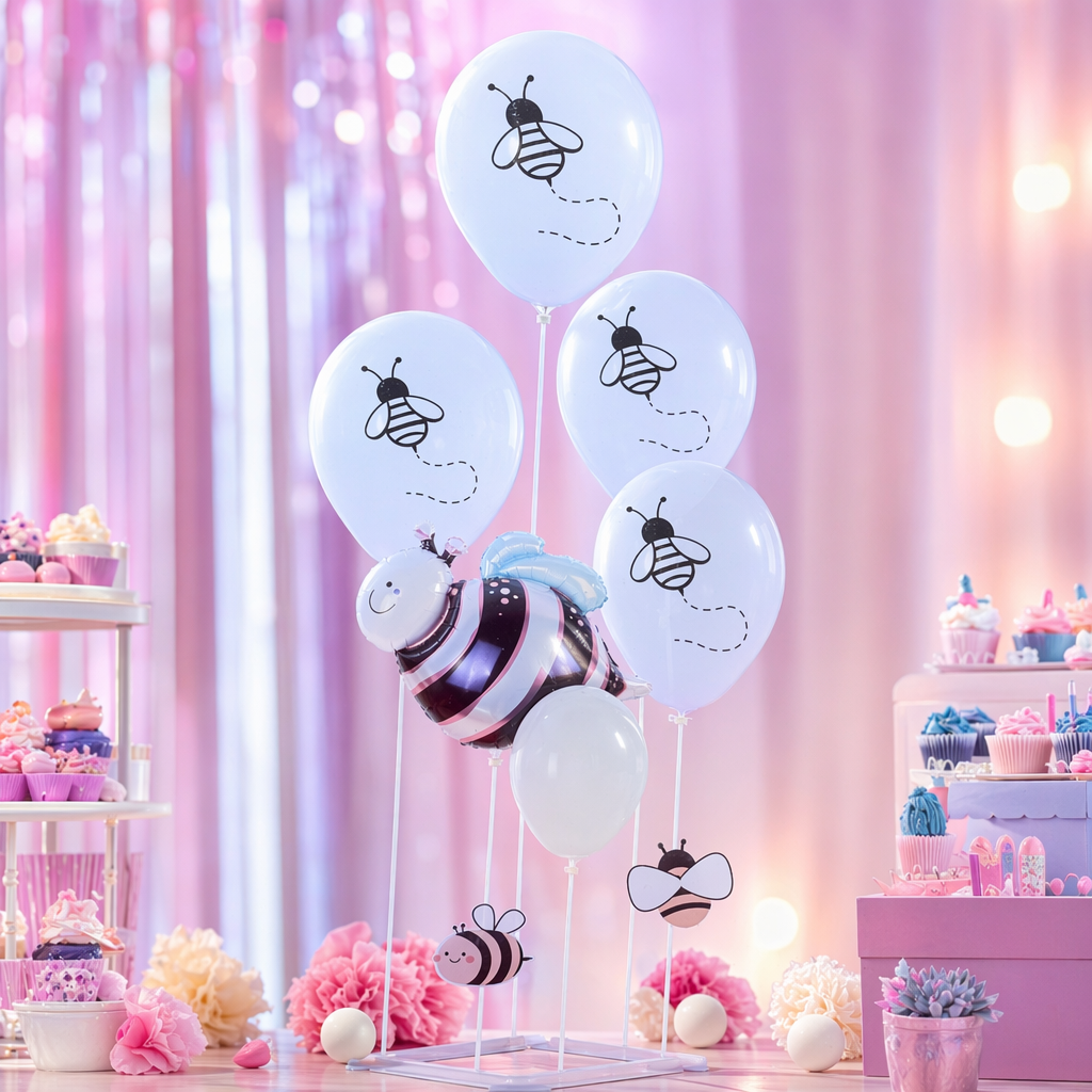 Bee-themed white packaging bag balloon set wedding party decoration supplies Specification image