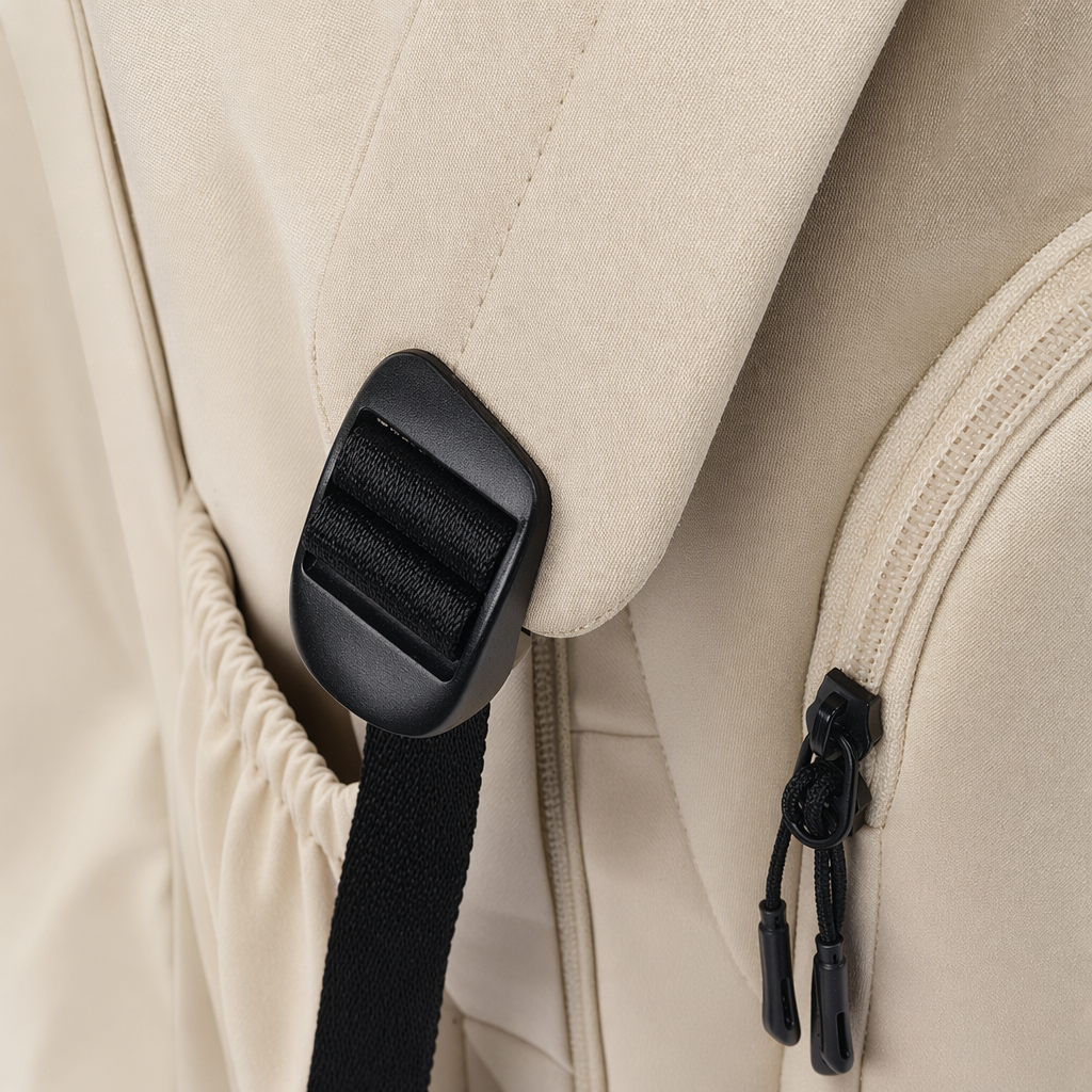 A light and simple off-white backpack, a lightweight and large-capacity student commuting travel backpack Application Scenario