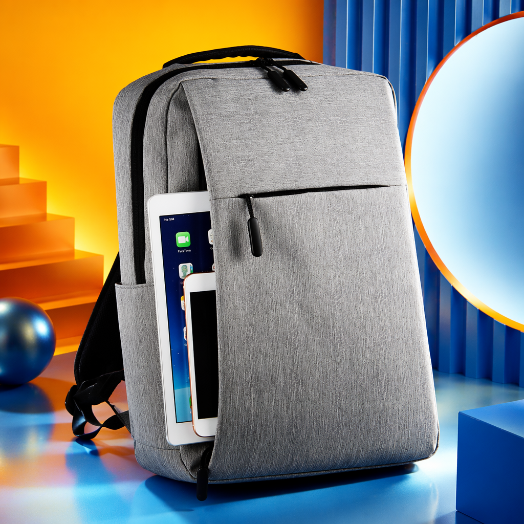 Grey wear-resistant nylon lightweight commuter backpack Specification image