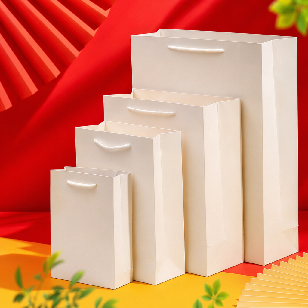 White paper bag, hand-held eco-friendly shopping bag, thickened kraft paper gift packaging bag Specification image
