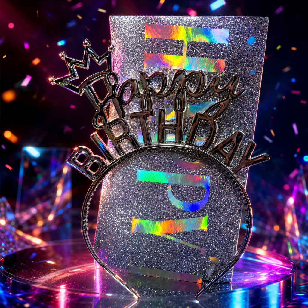 Silver glitter background rainbow "HAPPY BIRTHDAY" metal three-dimensional words crown birthday decoration Specification image