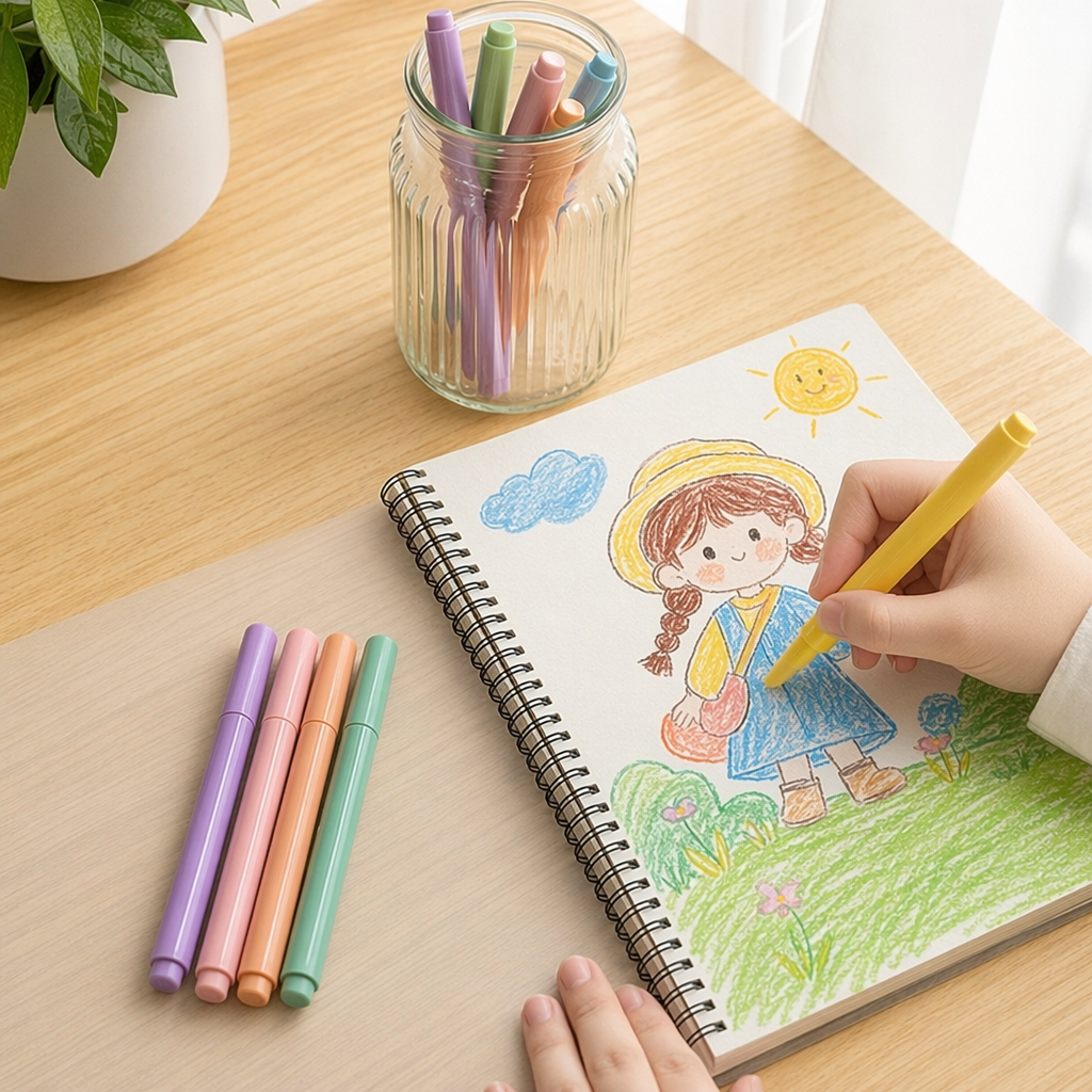 Color marker pen quick-drying, waterproof, children and students' thick and thin double-headed marker pen set details Picture