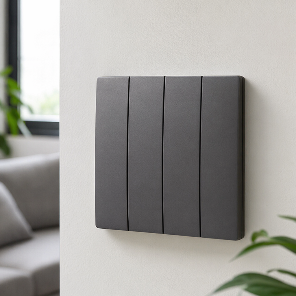T5 grey and gold four-way single-control/four-way dual-control household wall switch, waterproof, flame-retardant, safe and durable, exclusively for export details Picture