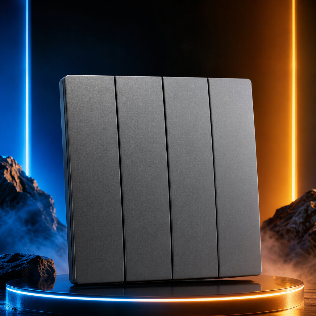 T5 grey and gold four-way single-control/four-way dual-control household wall switch, waterproof, flame-retardant, safe and durable, exclusively for export Specification image