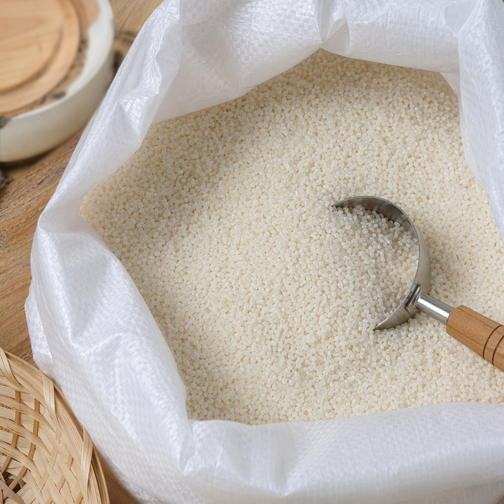 White plastic particle food-grade PP raw material non-toxic and environmentally friendly filling 25kg woven bag details Picture