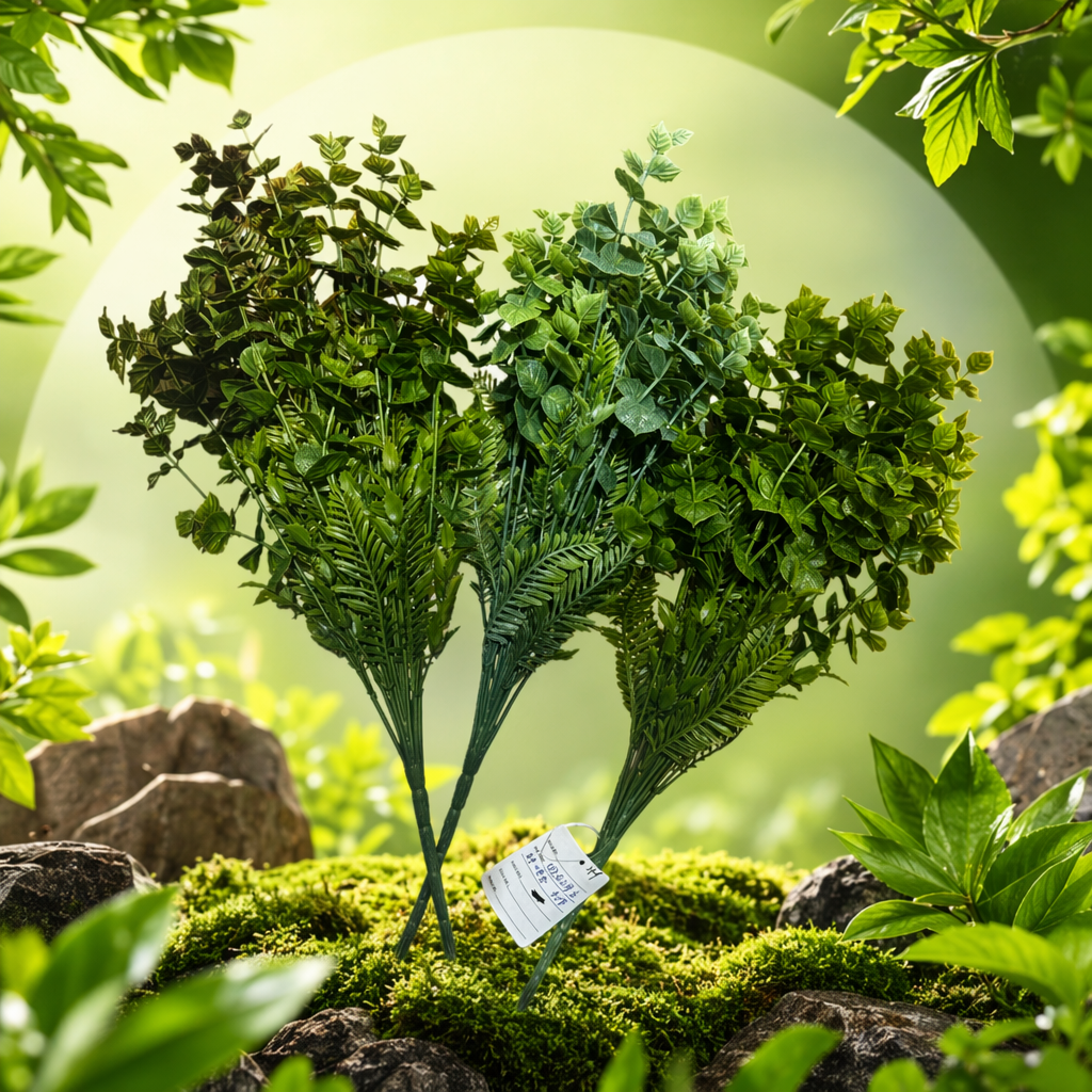 绿色人造植物枝条细节图