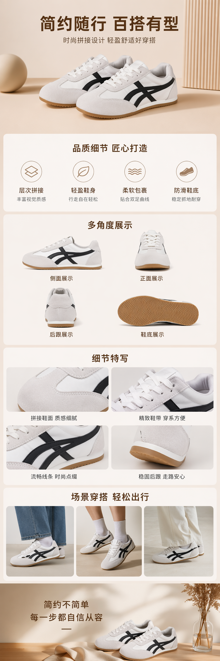 白色运动鞋男款休闲百搭轻便透气跑步鞋详情1