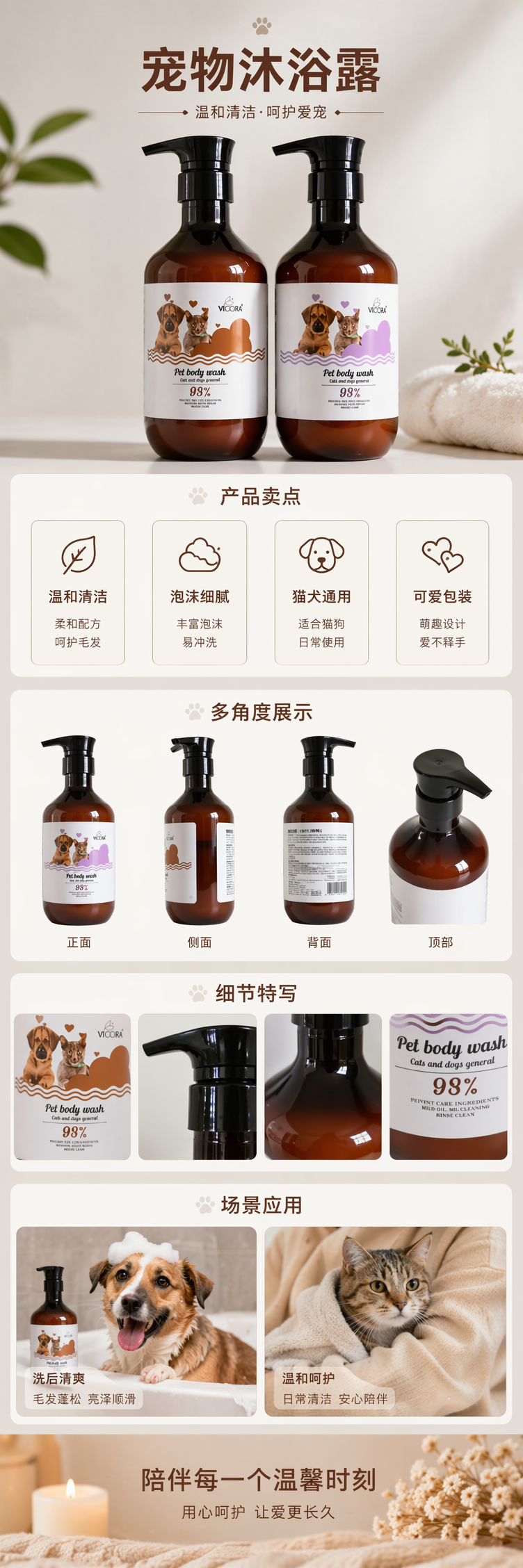VICORA PET body wash宠物沐浴露750ml详情1