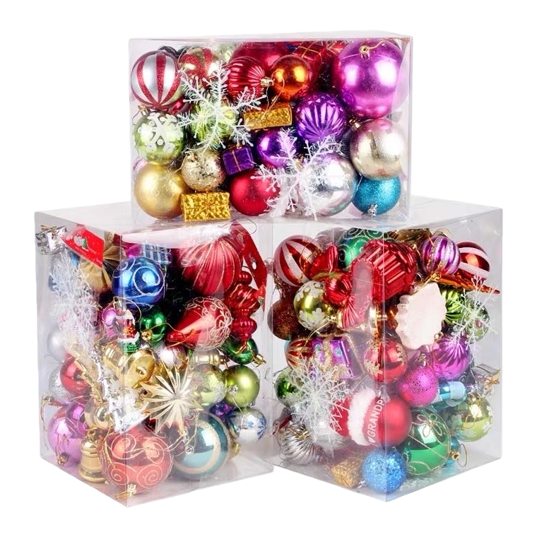 Colorful Christmas decorative balls, festive atmosphere hanging ornaments, made of glossy glass with multi-color mixed decoration Item Picture