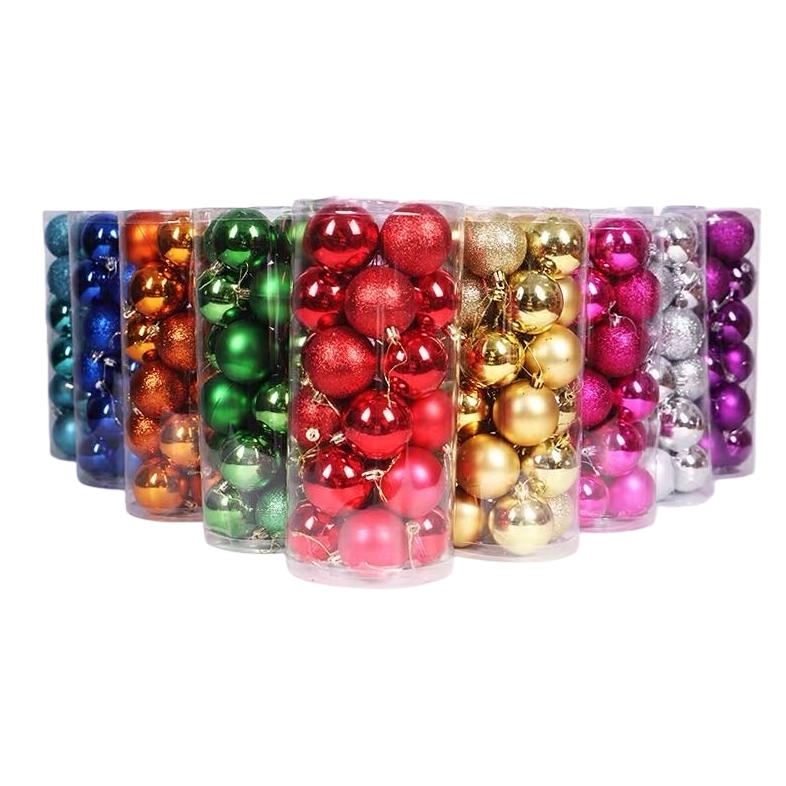Colorful Christmas ball decorations, festive atmosphere hanging ornaments, glass and metal texture Item Picture