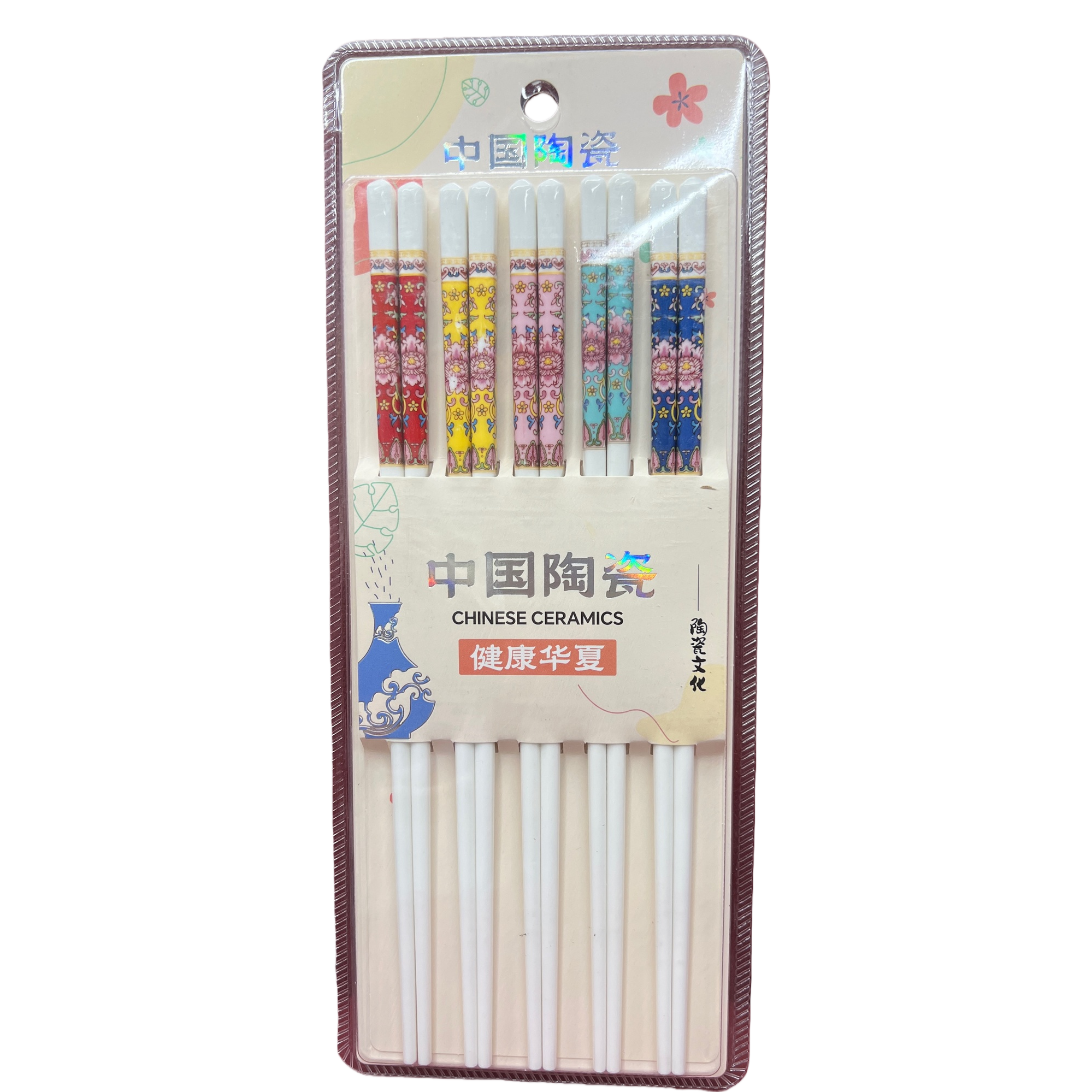 Colorful ceramic chopsticks set: Household anti-slip, high-temperature resistant and environmentally friendly tableware Item Picture