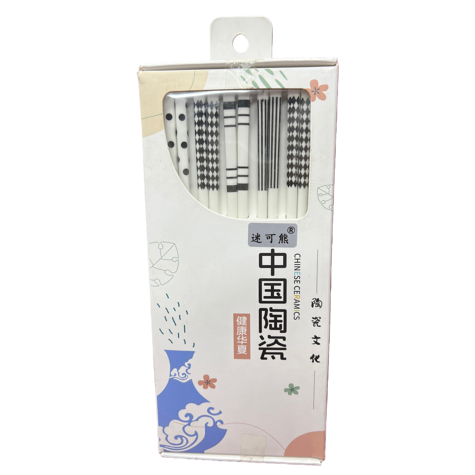 White packaging box ceramic chopsticks home anti-slip and simple tableware set Item Picture