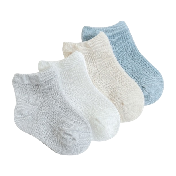 Four pairs of light-colored knitted short socks made of pure cotton, breathable and sweat-absorbent, both men's and women's basic style Item Picture