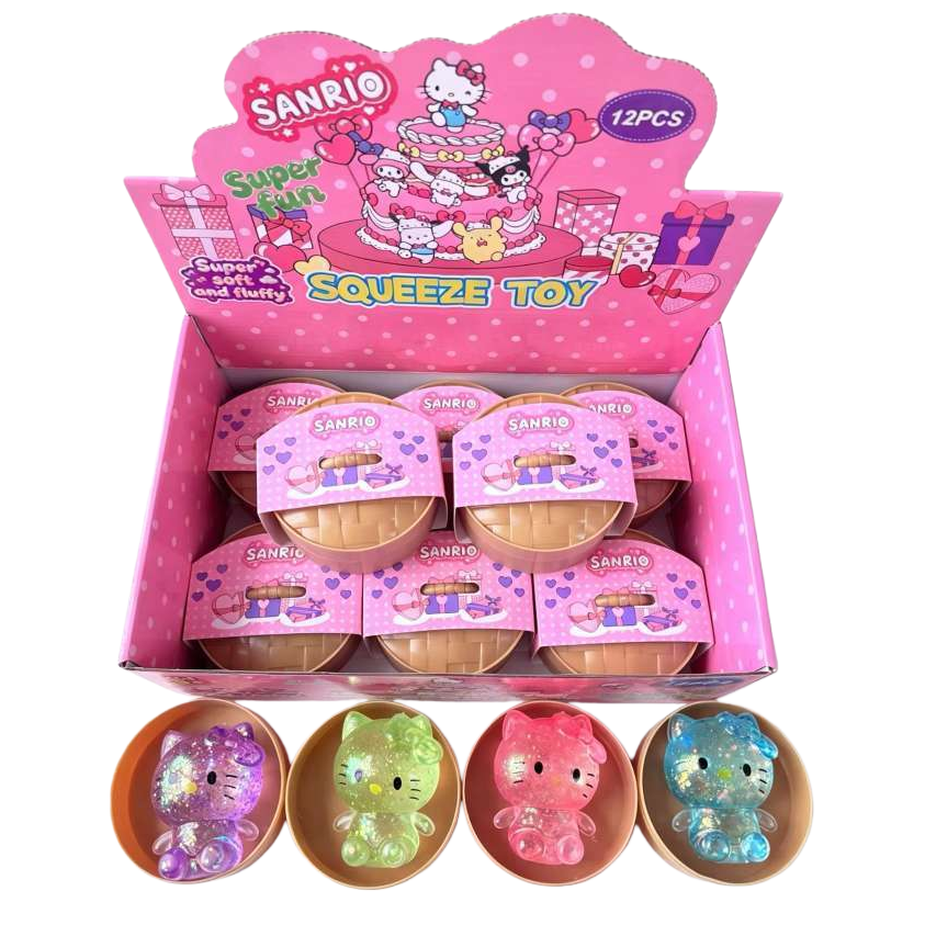 Розовая коробочка от мишуры HelloKitty с блестящим мягким клеем для сжатия плюшевых мишек Item Picture