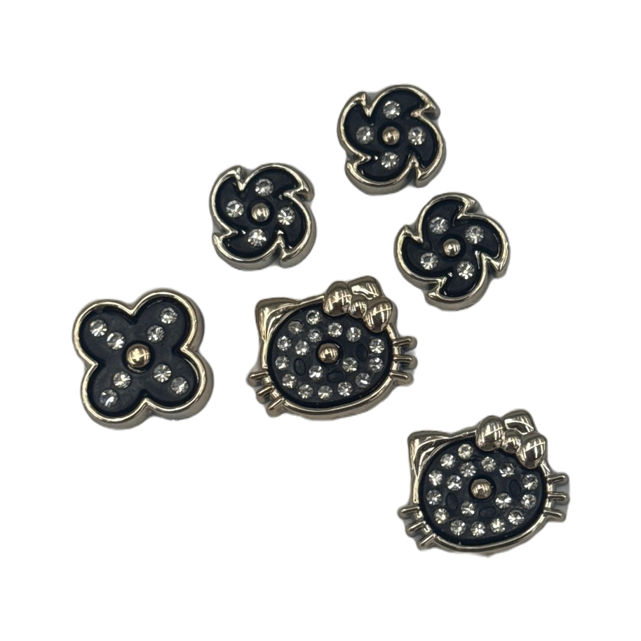 黑色镶钻徽章饰品 时尚金属复古风别针配饰 Item Picture