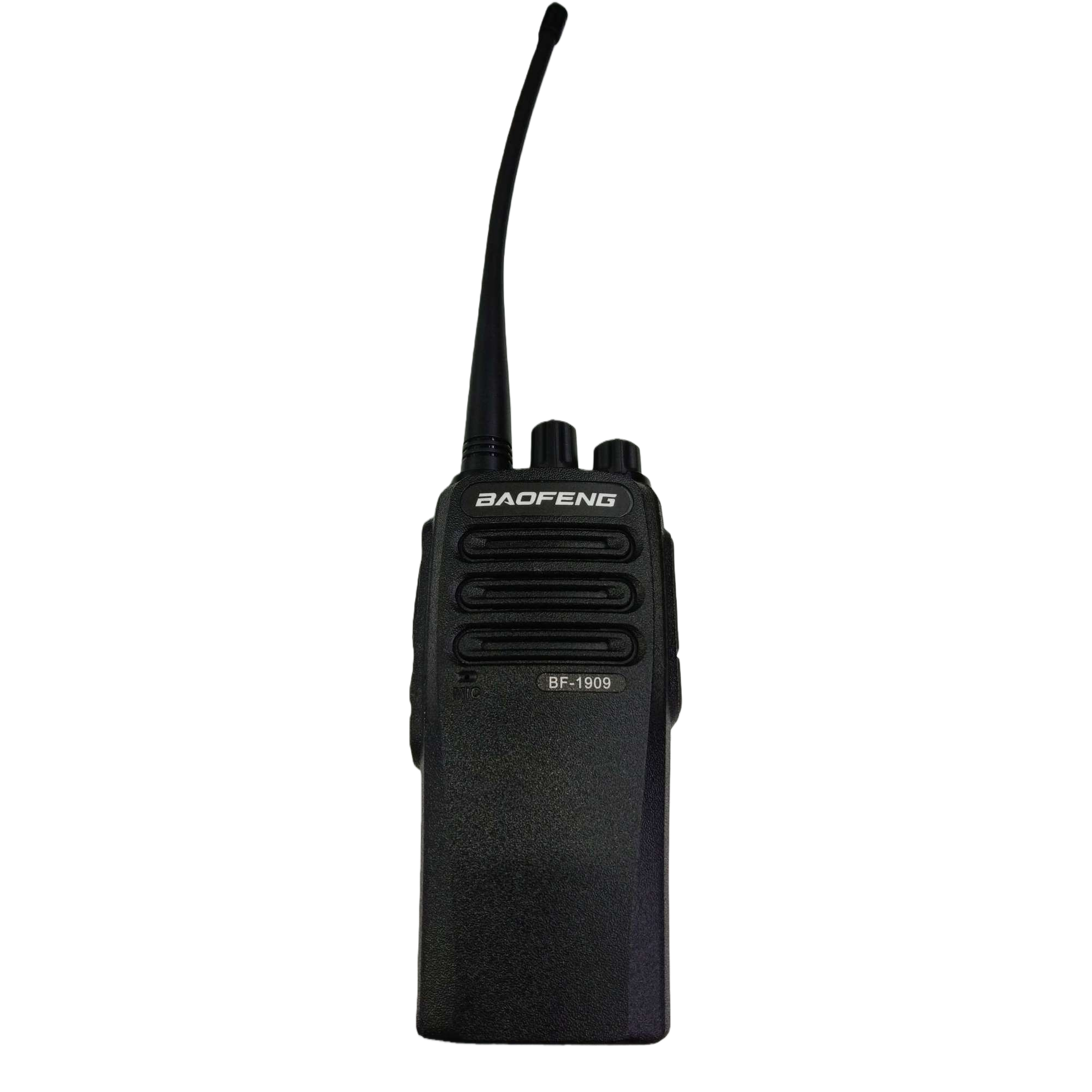 Baofeng BF-1909 black walkie-talkie with a metal body, specifically designed for long-distance dual-band communication and outdoor operations Item Picture