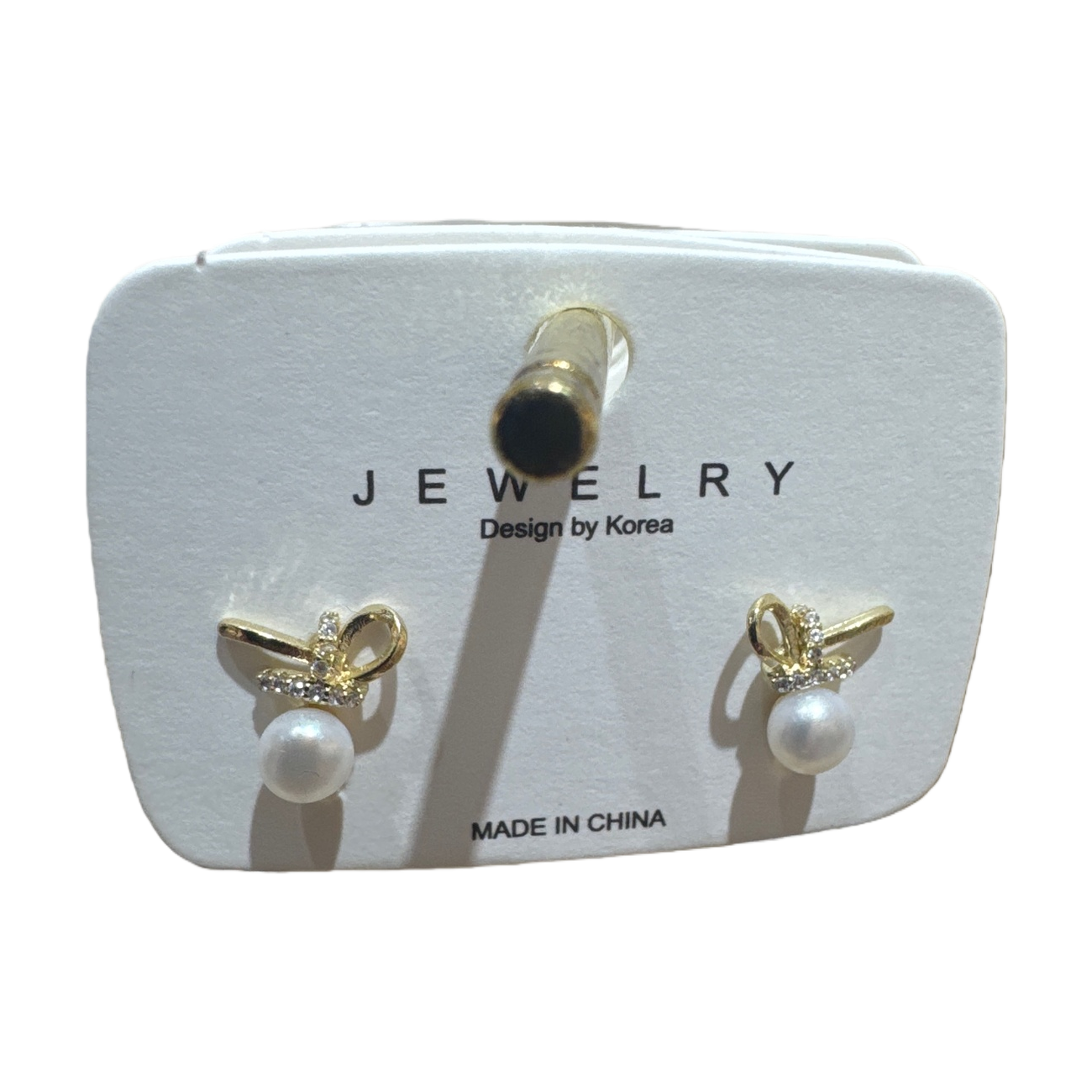 Golden bow-shaped pearl stud earrings are fashionable, simple and versatile earrings Item Picture