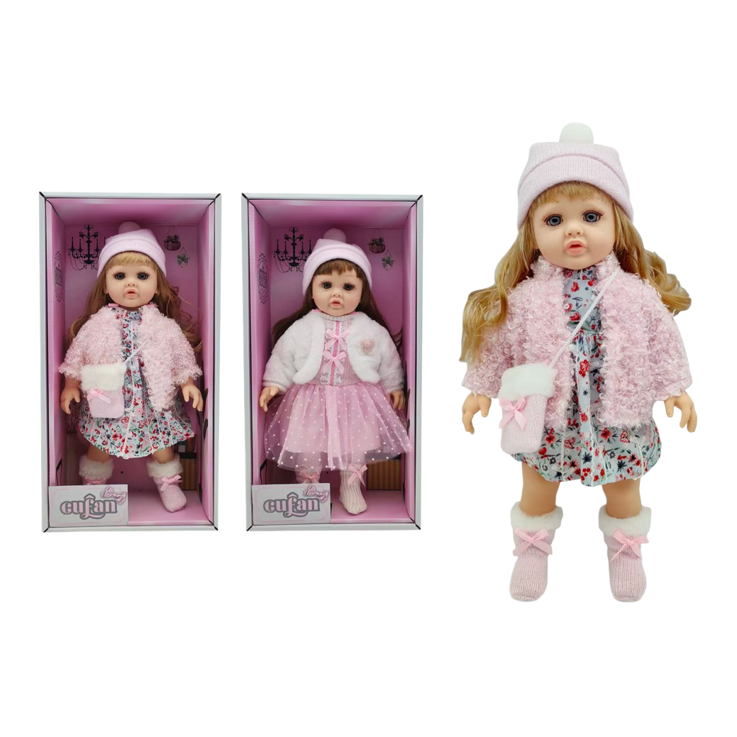 粉色冬装洋娃娃毛绒玩具女孩生日礼物儿童安抚玩偶 Item Picture