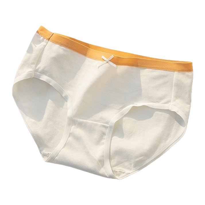 White underwear with an orange waist and white bow decoration, pure cotton, comfortable and breathable Item Picture
