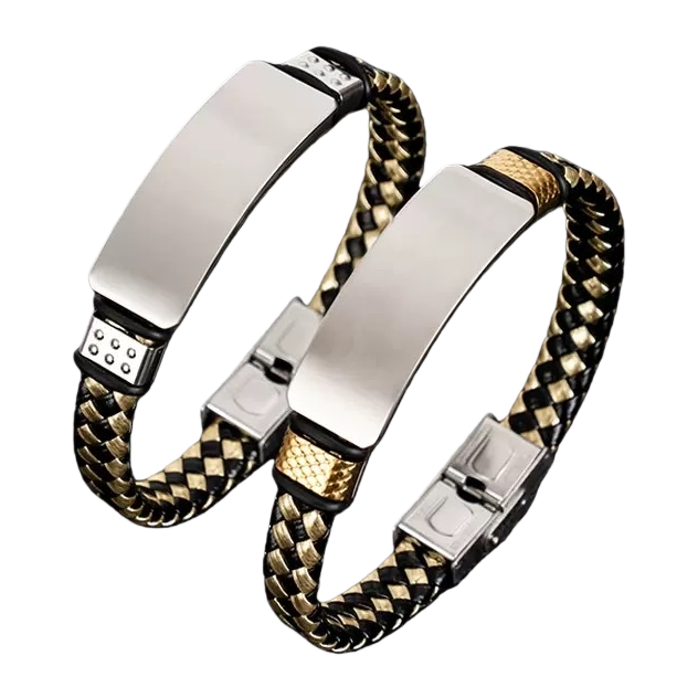 The black and gold woven bracelet is fashionable, versatile and light luxury, suitable for both men and women Item Picture