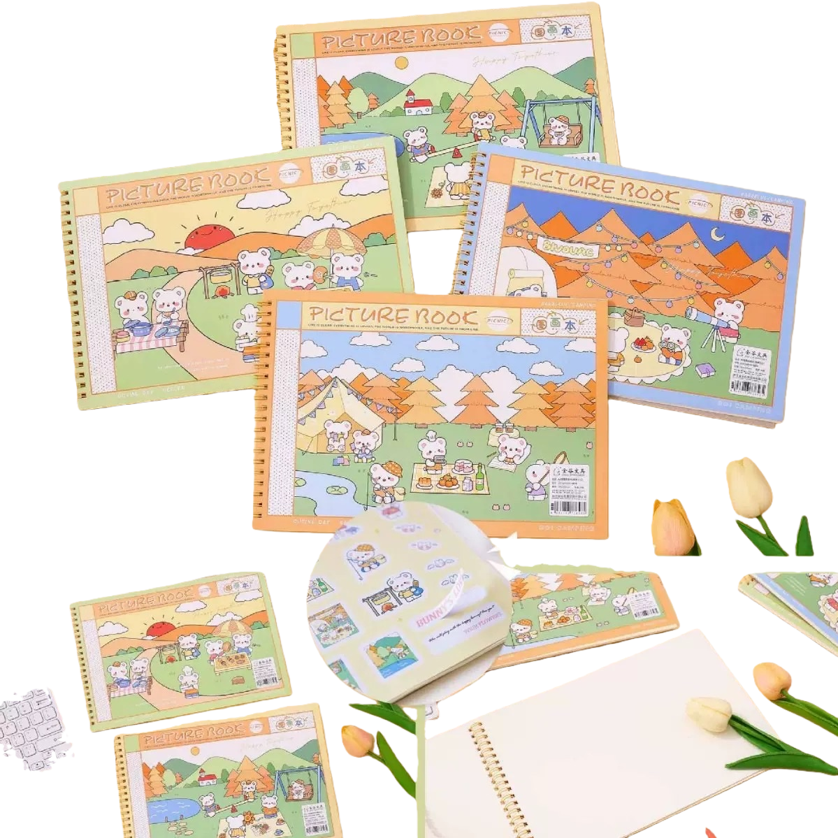 Color spiral-bound picture book, A4 thickened paper, children's drawing book, exercise book Item Picture