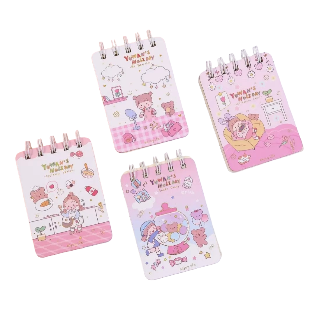Pink cartoon spiral notebook A5 120-page tear-off student notepad Item Picture